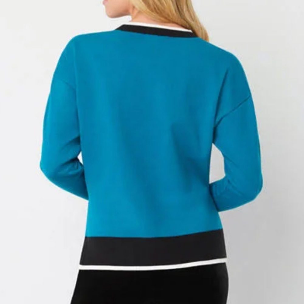 Juicy by Juicy Couture Teal Heart Logo Crew Neck Sweater - Large - Picture 2 of 10